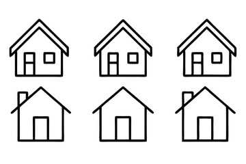 House Outline Vector Set, Home icon vector bundle, House symbol. Vector illustration	
