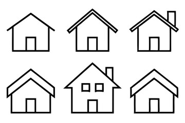 House Outline Vector Set, Home icon vector bundle, House symbol. Vector illustration	
