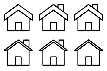 House Outline Vector Set, Home icon vector bundle, House symbol. Vector illustration	
