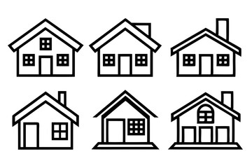 House Outline Vector Set, Home icon vector bundle, House symbol. Vector illustration	
