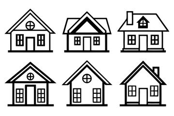 House Outline Vector Set, Home icon vector bundle, House symbol. Vector illustration	
