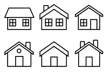 Fototapeta premium House Outline Vector Set, Home icon vector bundle, House symbol. Vector illustration 