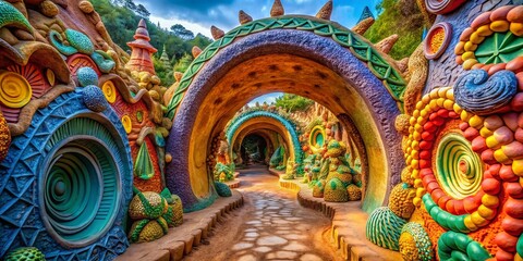 Naklejka premium Captivating Clay Tunnel Sculptures in Dalat, Vietnam – Stunning Product Photography