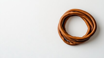 Elegant Brown Fabric Loop on White Background