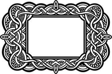 Celtic Vector Frame, Decorative Border Pattern with Irish Knots for Greeting Cards and Invitations illustration on white background.