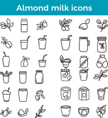 almond milk icon plant-based dairy-free beverage vector nut milk alternative