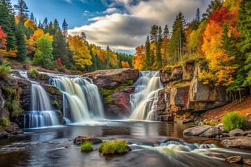 Naklejka premium Captivating Views of Lepreau Falls: Nature's Majestic Waterfall in Canada