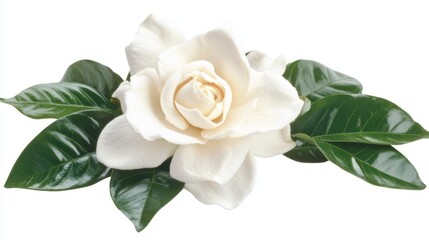 Elegant White Flower with Green Leaves Arrangement