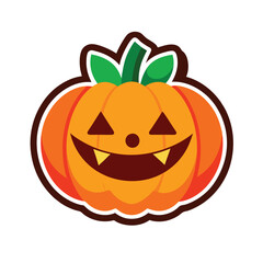 halloween pumpkin sticker on white background