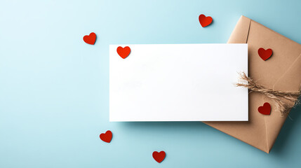 Envelope with hearts scattered on a blue background, ideal for love messages.