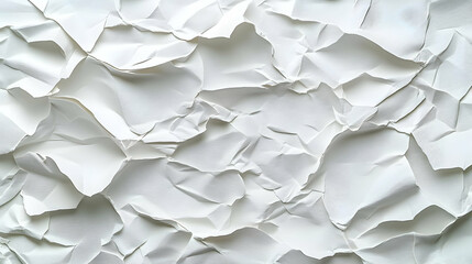 Obraz premium Crumpled white paper texture creating a dynamic visual background.