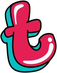 Hand Drawn Retro Colored Letter T