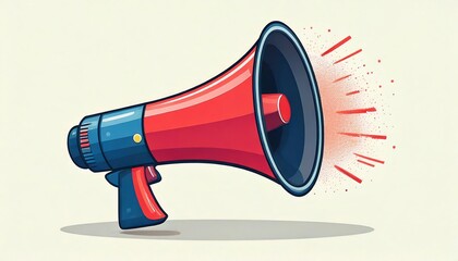 A colorful illustration of a megaphone emitting sound waves, symbolizing communication and amplification of messages.