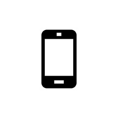 A simple, black silhouette of a smartphone with a white screen.