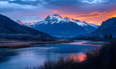 Fototapeta premium Spectacular Nature and Scenic Wonders: Golden Hour Sunsets, Lush Forests, Tranquil Beaches, and Vibrant Fields of Flowers in Stunning Views