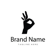Simple hand and fingers vector design minimalist black silhouette product brand hand logo template