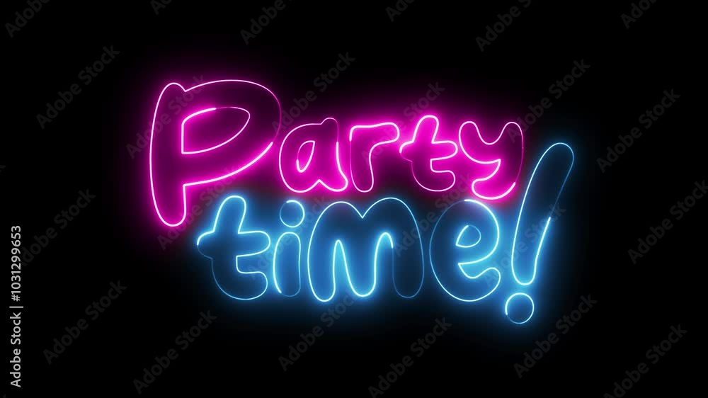 Aufkleber party time neon sign. party time text with neon light. luminous and shimmering haze inside the lette