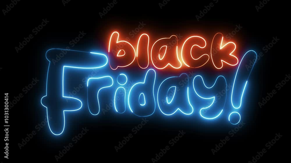 Aufkleber black friday neon sign. black friday text font with neon light. luminous and shimmering haze inside 