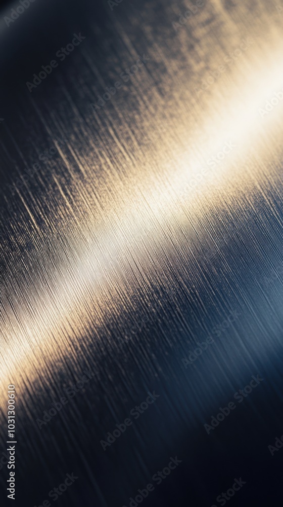 Aufkleber metallic surface detail, showcasing intricate texture and sharp light reflections on a polished meta