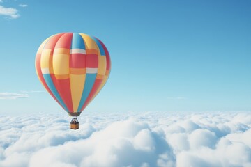 Fototapeta premium Vibrant Hot Air Balloon Soaring Above the Clouds