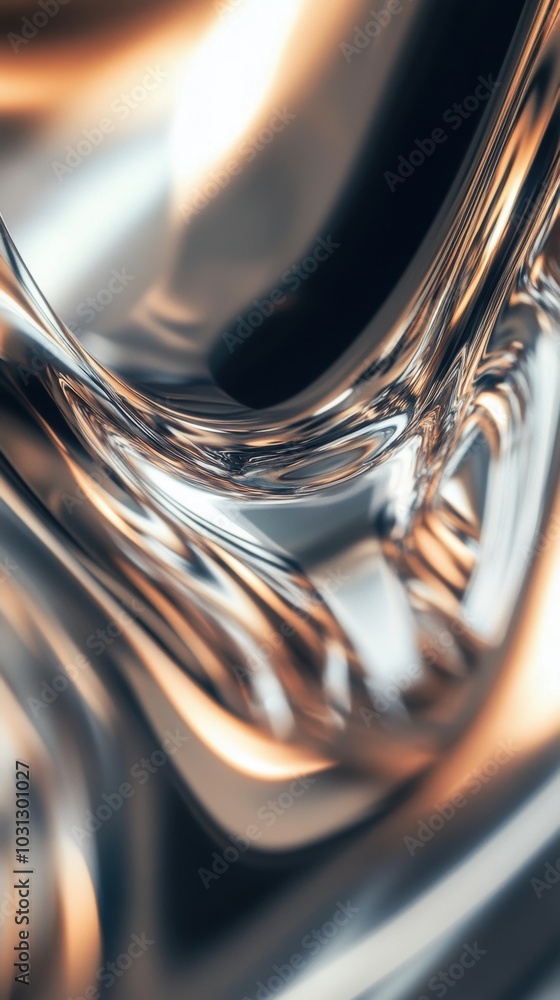 Poster intricate metallic reflection, showcasing smooth texture and sharp light reflections on a polished s