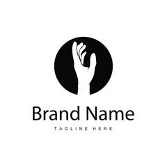 Simple hand and fingers vector design minimalist black silhouette product brand hand logo template