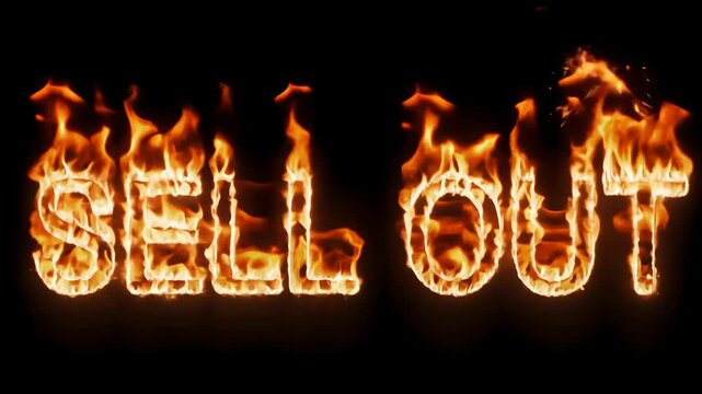 Flaming "SELL OUT" Text Animation with Dynamic Fire Effects