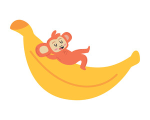 cute monkey on banana