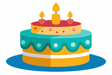  Beautiful birthday cake isolated on white background vector art illustration