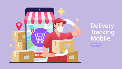 Naklejka premium Internet digital store scene with people on shopping. E-commerce advertising illustration. fast online delivery service. marketing and digital marketing. Vector