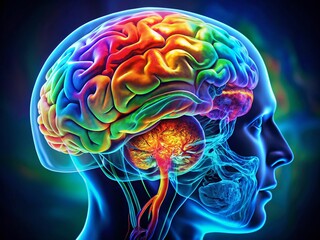 Closeup Human Brain Scan Highlighting Alzheimer's Disease Affected Regions for Medical Research and Education Purposes