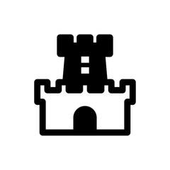Obraz premium Black and white icon of a castle with a tower.