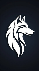 Obraz premium A stylized white wolf silhouette stands out against a dark background, conveying a sense of strength and mystique.