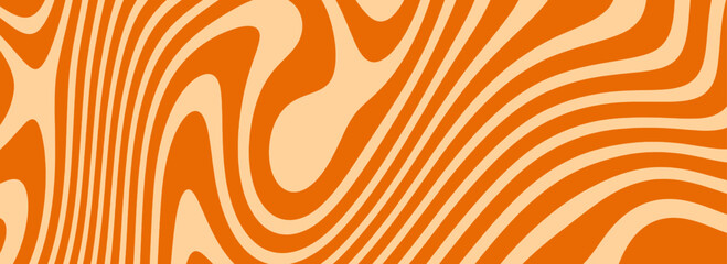 Retro caramel liquid texture. Salted caramel dessert background. Wavy swirl candy pattern for poster, cover, banner, pamphlet, flyer. Nice sweet nougat hippie wallpaper in 60s or 70s style. Vector