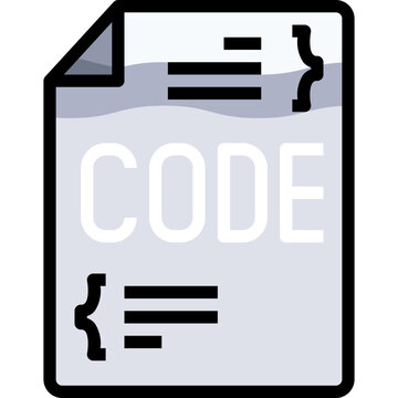 A gray document with a thick black border, a black line, and a black bracket in the upper right corner. The word CODE in white is centered at the bottom. .