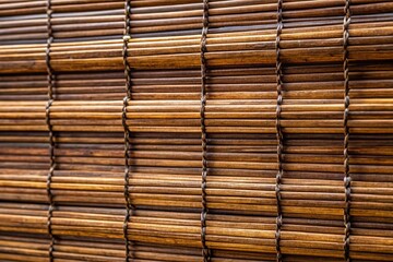 Close-Up of Dark Brown Bamboo Screen Blind - Natural Split Bamboo Texture for Home Decor