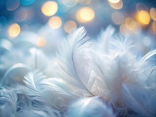 Fototapeta premium Close-Up of Delicate White Feathers in Tilt-Shift Photography for Nature Enthusiasts
