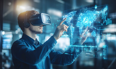 Futuristic Business Collaboration: AI-Driven Strategies, Augmented Reality Insights, Virtual Reality Simulations, and Holographic Financial Data for Smart Office Innovation