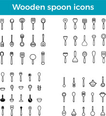wooden spoon icon kitchen utensil vector cooking tool traditional mixing spoon