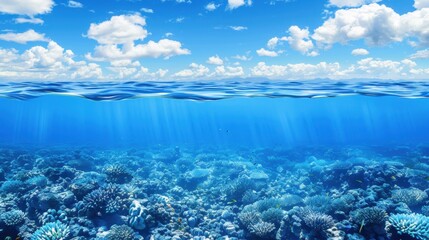 Vibrant Coral Reef Under Clear Blue Water