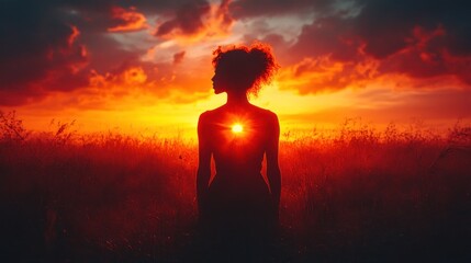 Silhouette of a Woman with Sunset