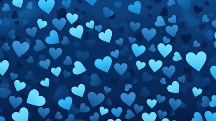 A sea of blue hearts gracefully scatter across the background, radiating love and affection with a serene and romantic charm.
