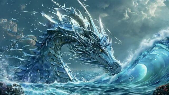 Magic Sea Dragon Guards the Silver Ocean