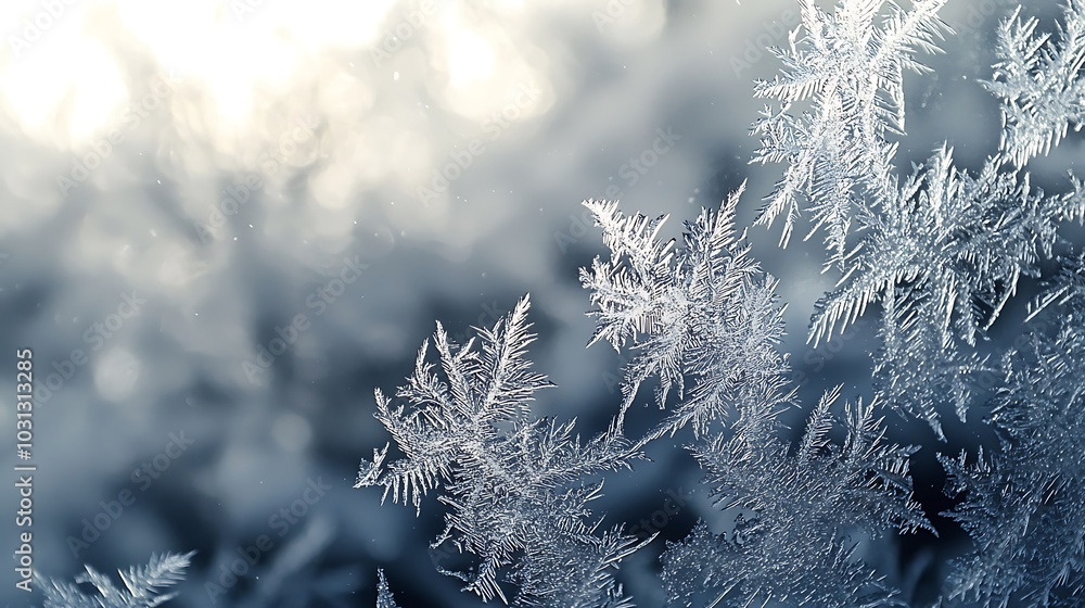 Poster intricate frost patterns on a winter surface