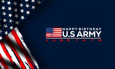 Happy Birthday U.S.  Army Vector illustration. June 14. Suitable for greeting card, poster and banner.