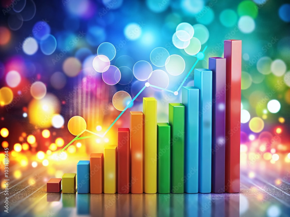 Aufkleber colorful abstract bar graph with bokeh effect depicting market growth trends for data visualization