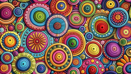 Fototapeta premium Colorful Abstract Doodle Background Animation with Round Circles for Fashion Design