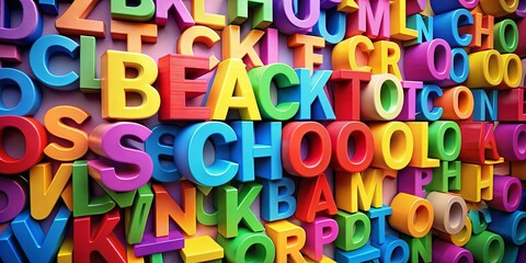 Colorful Back to School Concept with 3D Rendered Letters Creating a Fun and Engaging Vertical Background for Education