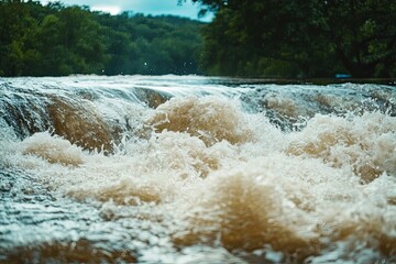 Close-up of Water Crashing Over Rocks in a River