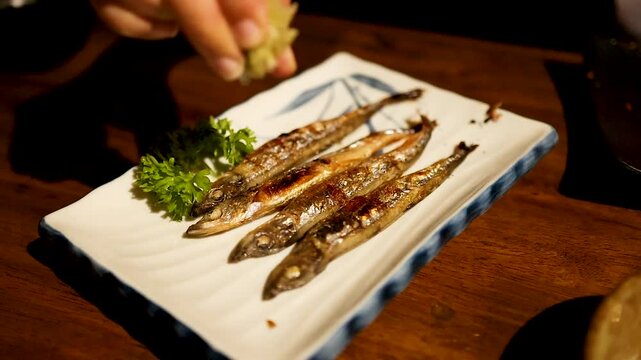 Preparing Shishamo Smelt Fish Dish